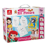 Kit Pintura Infantil Temático Cavalete Telas Tintas Pincel
