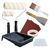 Kit Pintura Parede Completo Rolo Sem Respingo 7 Peças - Lixa - Fita Crepe