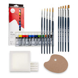 Kit Pintura Tinta Artist Oleo Daler rowney Paleta Tela Souza