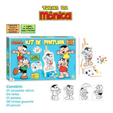 Kit Pintura Turma Da Monica C  Mini Cavalete   Telas   Tinta