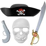 Kit Piratas Caribe Com Chapéu Espada E Acessórios Para Fantasia Infantil Halloween Carnaval