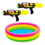 Kit Piscina 150cm Circular Colorida Pistolas Arminha Dagua Cor Colorido