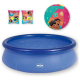 Kit Piscina 2400l Inflavel Boia De Braço E Bola Princesas