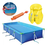 Kit Piscina 6200l Colete Infantil 3 6 Anos Lança Água