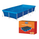 Kit Piscina Retangular C Armacao 3000 Litros Capa Mor