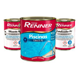 Kit Piscinas Esmalte Pu Premium Azul Concreto Fibra Renner