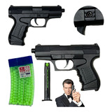 Kit Pistola 007 Arma Brinquedo Lança Bolinha 500 Bbs 6mm
