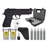 Kit Pistola Pressão Airgun M9 6mm Co2 Gas Esfera Aço Arma