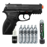 Kit Pistola Pressão C11 6mm 5 Co2 200 Esferas Aço Óleo