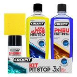 Kit Pit Stop 3 X 1 Cockpit Lava Limpeza Lavagem Automotiva