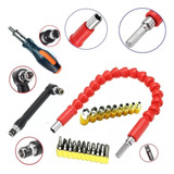 Kit Pito Ponta Bits Chave L Catraca Reversível Eixo Flexível
