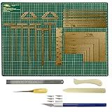 Kit Placa De Corte 30x45 Gabarito Mdf Cartonagem Scrapbook Wireo Regua Inox 30cm Dobradeira Vincador Estilete Azul 