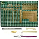Kit Placa De Corte 30x45 Gabarito Mdf Cartonagem Scrapbook Wireo Regua Inox 30cm Dobradeira Vincador Estilete Roxo 