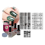 Kit Placa E Carimbos Para Decoração De Unhas Margaridas E Xg