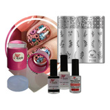 Kit Placa esmaltes Carimbo De Unhas Apipila P116 Flores