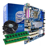 Kit Placa Mãe 775 Processador   Cooler   4gb Memória Ddr2