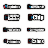 Kit Placa Quadro Assistência Técnica Celular Preto 02