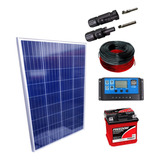 Kit Placa Solar 100w Controlador 30a Bateria 40ah Cabos