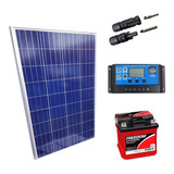 Kit Placa Solar 100w Controlador 30a Lcd Bateria 40ah