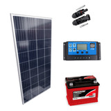 Kit Placa Solar 150w Controlador 10a Lcd Bateria 70ah