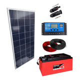 Kit Placa Solar 150w Controlador 20a Lcd Bateria 240ah Cabos