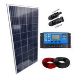 Kit Placa Solar 150w Controlador 30a Lcd Cabos 6mm