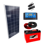 Kit Placa Solar 155w Controlador 20a Lcd Bateria 115ah Cabos