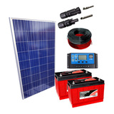 Kit Placa Solar 280w Controlador 20a Lcd Bateria 115ah Cabos