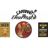 Kit Placas Cantinho Do Churrasco Cerveja Área Boteco Bar