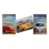 Kit Placas Decorativas Retro Kombi Wv Metal 03 Pçs B