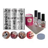 Kit Placas E Carimbo Para Decoração De Unhas Mickey Apipila 