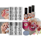 Kit Placas E Carimbos De Unhas Flores Delicadas Apipila