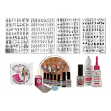 Kit Placas Esmalte E Carimbos De Unhas Arabesco Margaridas