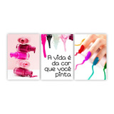 Kit Placas Quadros Decorativos 3 Pçs 20x30 Manicure Pedicure
