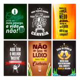Kit Placas Quadros Frases Bar Cervejas Mdf 6 Pçs 20x13 Cm