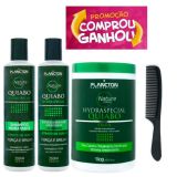 Kit Plancton Máscara Hydraspecial Quiabo 1kg Shampoo E Condicionador 250ml Pente