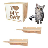 Kit Play Gatos Nicho 2 Prateleiras Nekocat Kit 3 Pcs