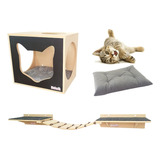 Kit Play Gatos Nicho Almofada 2 Prateleiras Ponte 5 Pcs