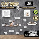 Kit Playground Para Gatos Casinha Em Mdf Branco Premium Super Resistente Com Carpete Cinza