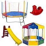 Kit Playground Trampolim Cama Elástica Pula Pula 2-30m - Piscina De Bolinhas 2-00m Oitavada Picadeiro - Escorregador Médio - Gangorra 1 Lugar