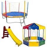 Kit Playground Trampolim Cama Elástica Pula Pula 2-30m - Piscina De Bolinhas 2-00m Oitavada Picadeiro - Escorregador Médio