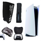 Kit Playstation 5 Capa Antipoeira 2 Cases Para Controles Ps5