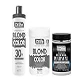 Kit Pó Descolorante Blond Color Água Oxigenada 30 Volumes E Matizador Black Platinum Toplife Profissional