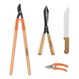 Kit Poda 4 Peças Facão Tesouras Jardinagem Tramontina