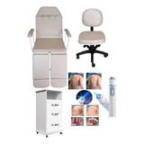 Kit Podologia 023 Cadeira Maca Armário Mocho E Brinde