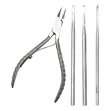 Kit Podologia Alicate Desencravador Unhas E 3 Bisturis Inox