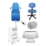 Kit Podologia Azul Maca Mocho Armário Exaustor E Brinde