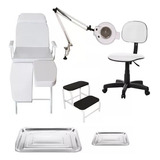 Kit Podologia Cadeira Maca Mocho Exaustor Escada E Brinde