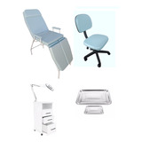 Kit Podologia Cadeira Maca Poltrona Mocho Exaustor Armário