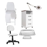 Kit Podologia Cadeira Maca Poltrona Mocho Exaustor Luz Armário Brinde Sp Frete Gratis